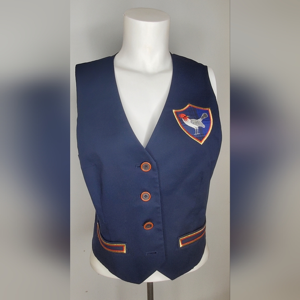 Francis Size 6 Navy Blue Vest with Gold Accent